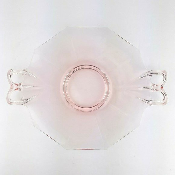 Vintage Depression Era Pink Glass Double Handle Serving Plate Tray - Picture 1 of 12
